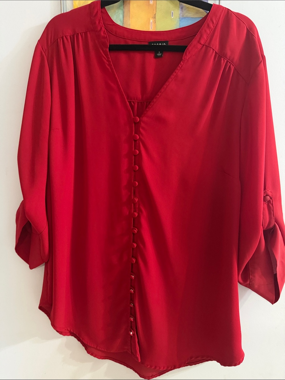 Torrid Harper in classic red crepe, size 2